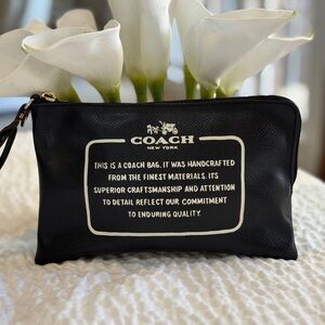 Coach Black Leather Zip Pouch